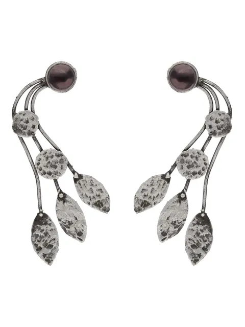 Oxidised Long Earrings in Purple color - CNB26705