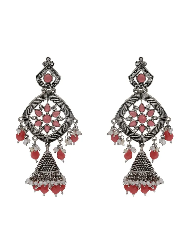 Oxidised Jhumka Earrings in Gajari color - CNB18042