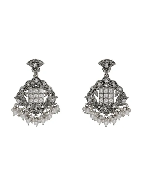 Oxidised Dangler Earrings in White color - CNB18020