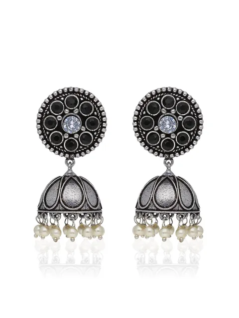Oxidised Jhumka Earrings in Black color - CNB39277