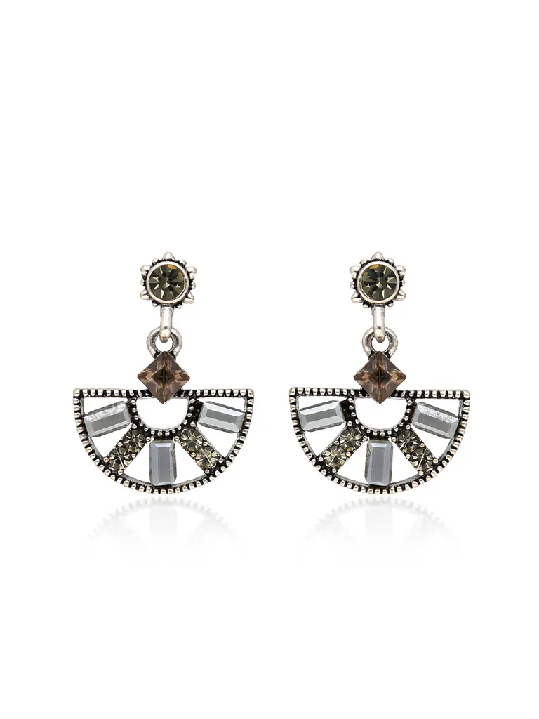 Oxidised Dangler Earrings in Grey color - CNB36505