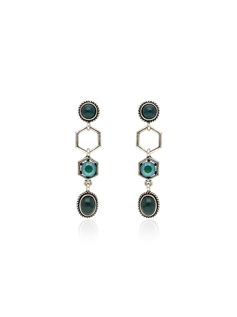 Oxidised Dangler Earrings in Green color - CNB36499