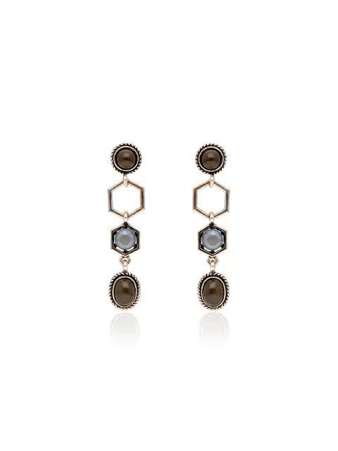Oxidised Dangler Earrings in Grey color - CNB36500
