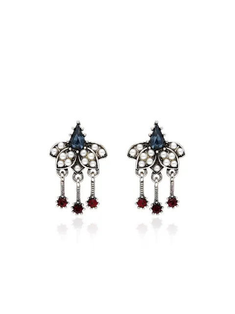 Oxidised Dangler Earrings in Blue color - CNB36497