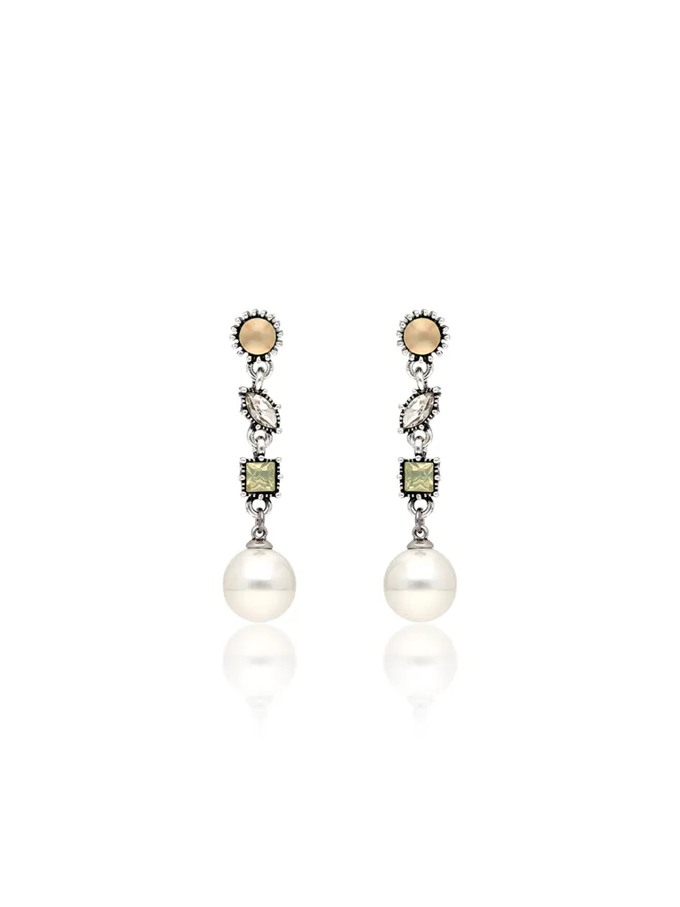 Oxidised Dangler Earrings in Mint color - CNB36489