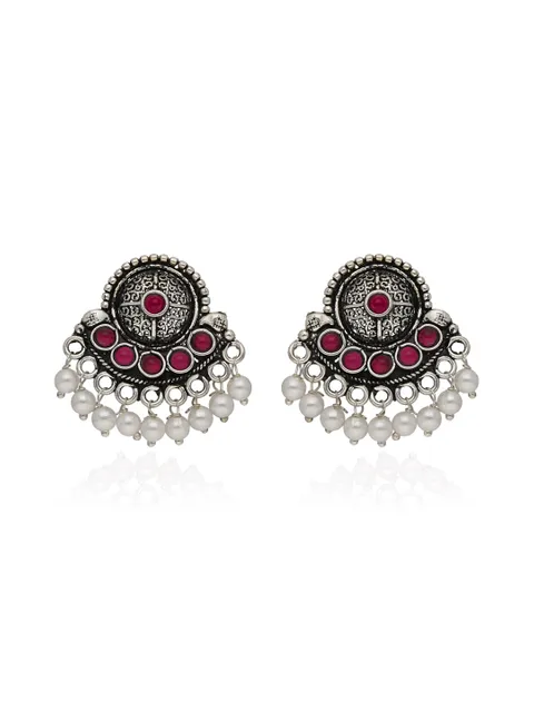 Oxidised Tops / Studs in Ruby color - SSA86