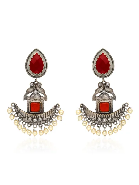 Oxidised Dangler Earrings in Red color - CNB35256