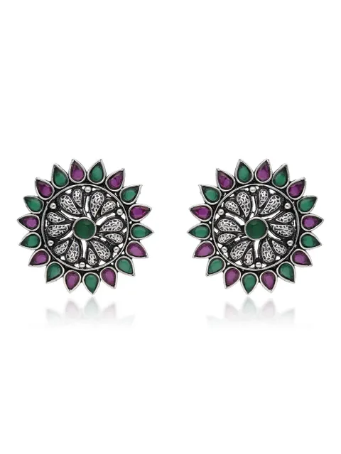 Oxidised Tops / Studs in Ruby & Green color - CNB35296