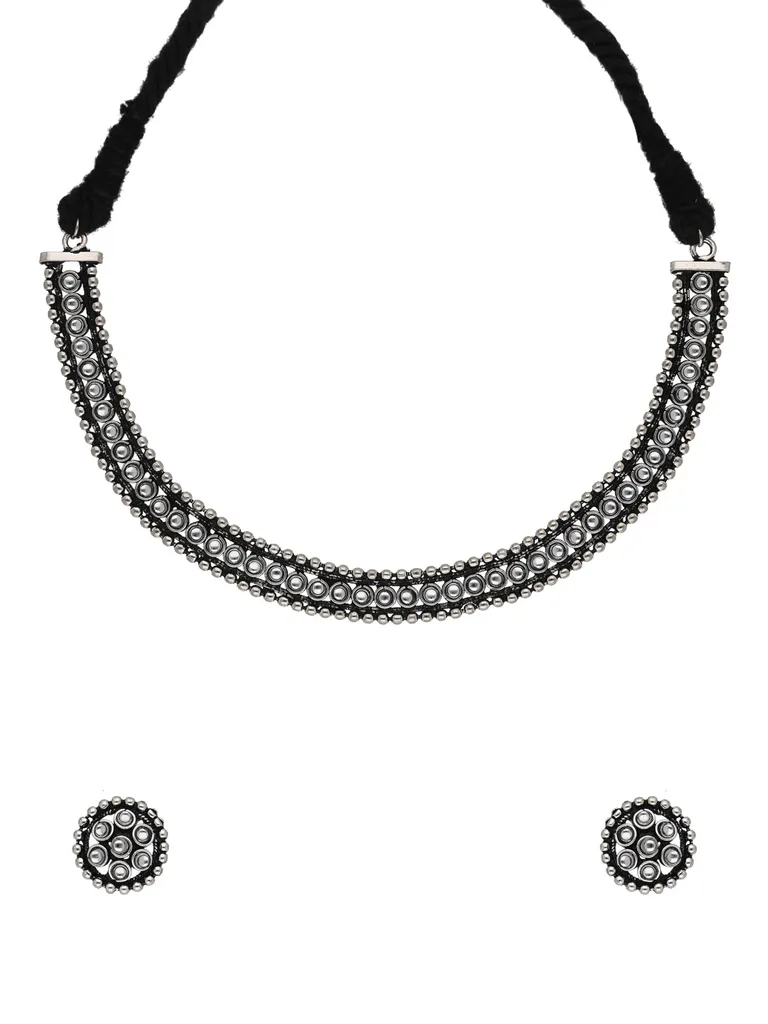 Oxidised Necklace Set in White color - SSA10