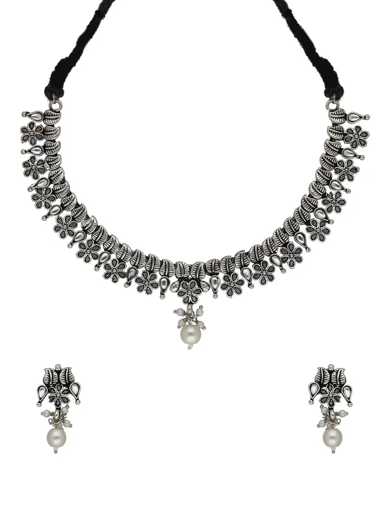 Oxidised Necklace Set in White color - SSA16