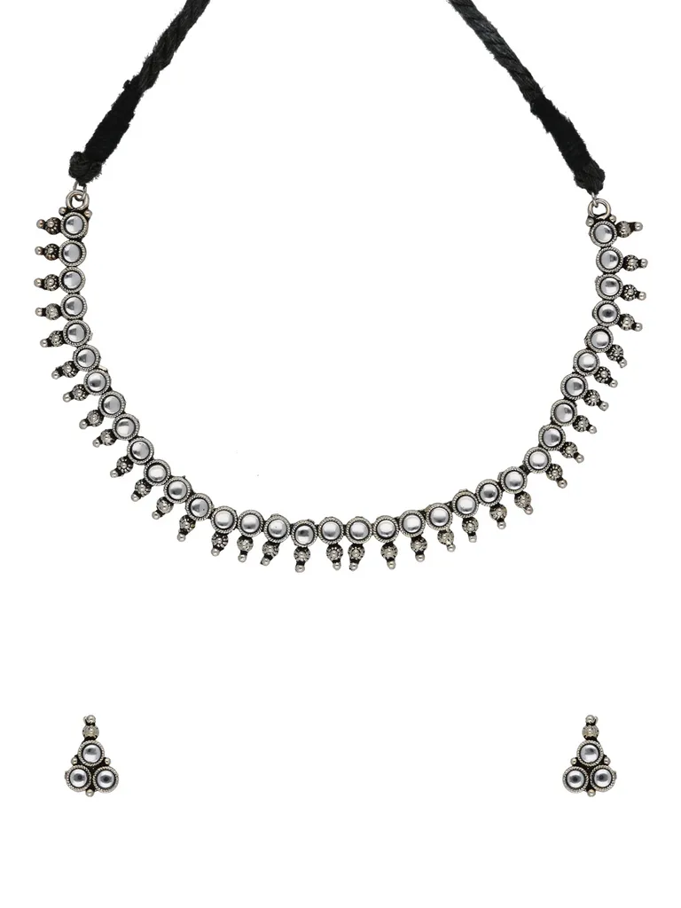 Oxidised Necklace Set in White color - SSA3