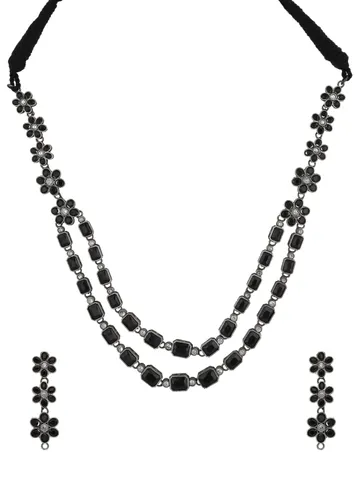 Oxidised Long Necklace Set in Black color - CNB33914