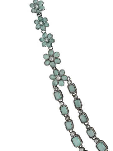 Oxidised Long Necklace Set in Mint color - CNB33913