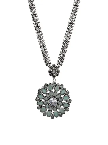 Oxidised Long Necklace Set in Mint color - CNB33916