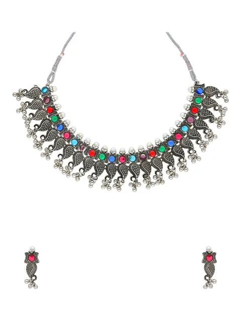 Oxidised Necklace Set in Multicolor color - CNB28764