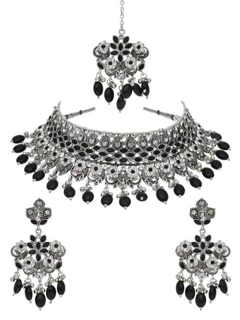 Oxidised Choker Necklace Set in Black color - CNB38165 at Wholesale Prices  | CheapNbest
