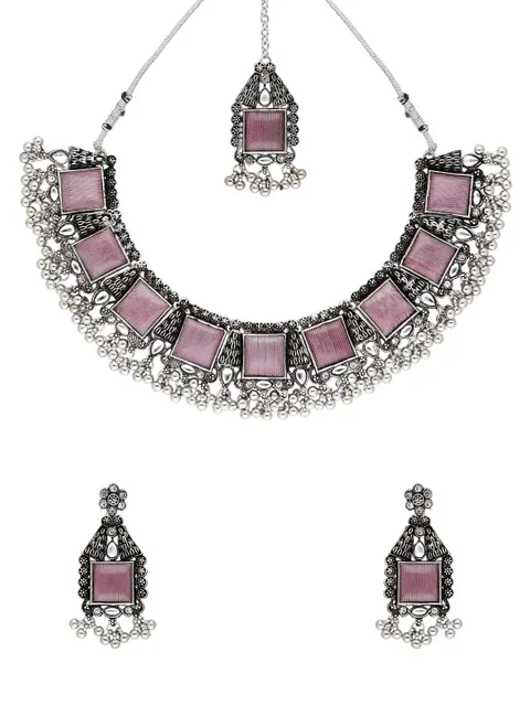 Oxidised Necklace Set in Purple color - CNB38437