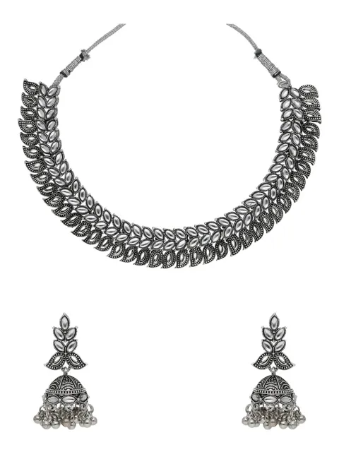Oxidised Necklace Set in White color - CNB37880