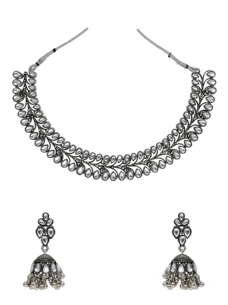 Oxidised Necklace Set in White color - CNB37887