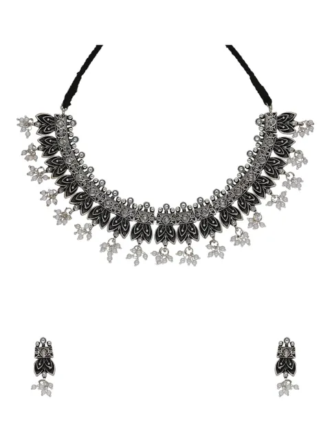 Oxidised Necklace Set in White color - SSA39