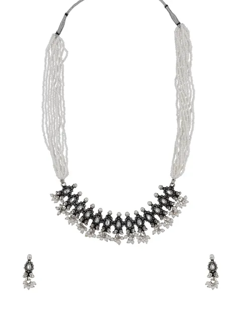 Oxidised Necklace Set in White color - SSA22