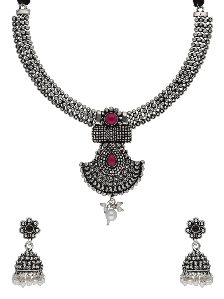 Oxidised Necklace Set in Ruby color - SSA17