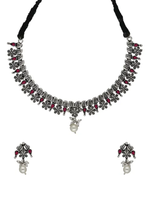 Oxidised Necklace Set in Ruby color - SSA15