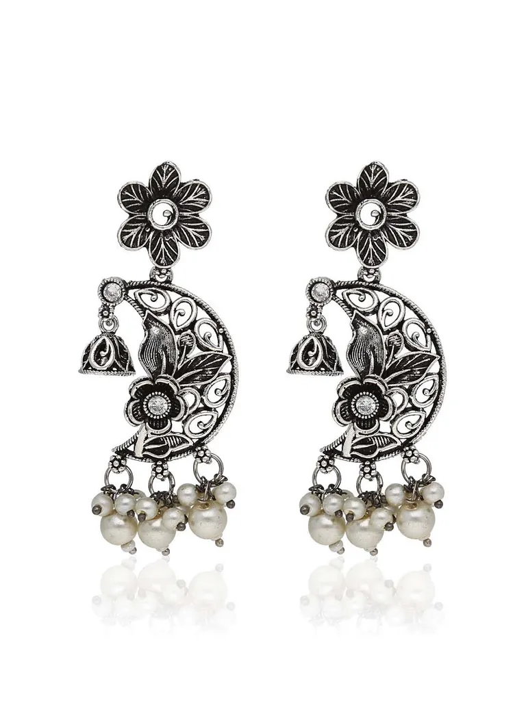 Dangler Earrings in Oxidised Silver finish - DEJ951WH