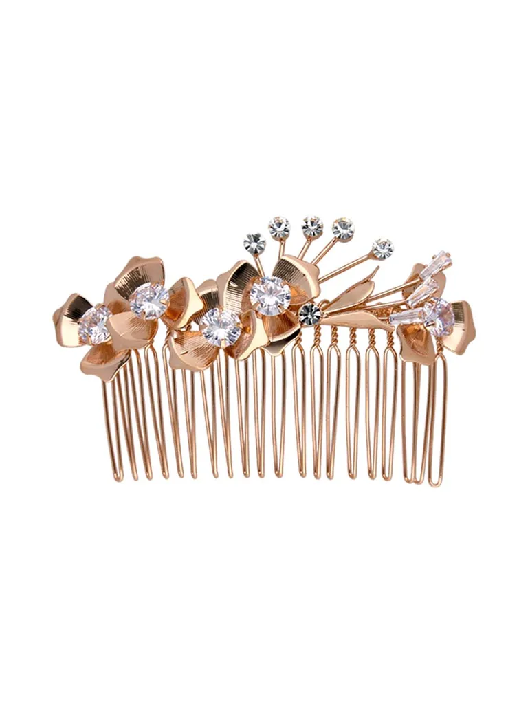Fancy Comb in White color and Rose Gold finish - CNB39553