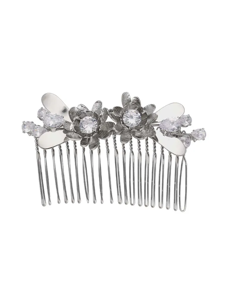 Fancy Comb in White color and Rhodium finish - CNB39560
