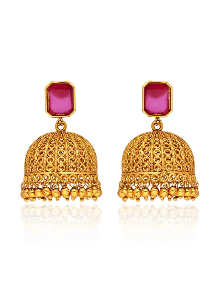 Antique Jhumka Earrings in Gold finish - ULA1044