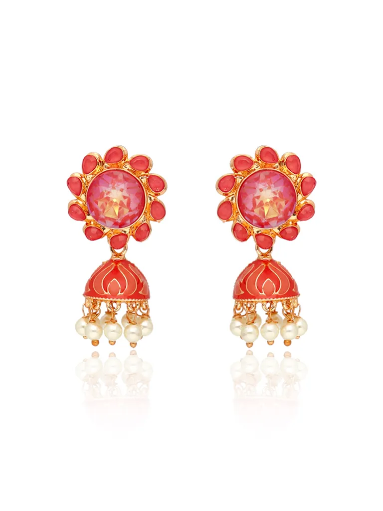 Meenakari Jhumka Earrings in Rose Gold finish - CNB39039