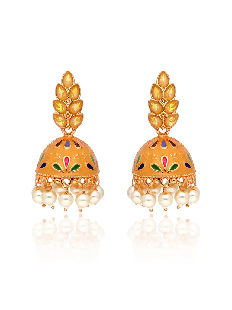 Meenakari Jhumka Earrings in Rose Gold finish - CNB39042