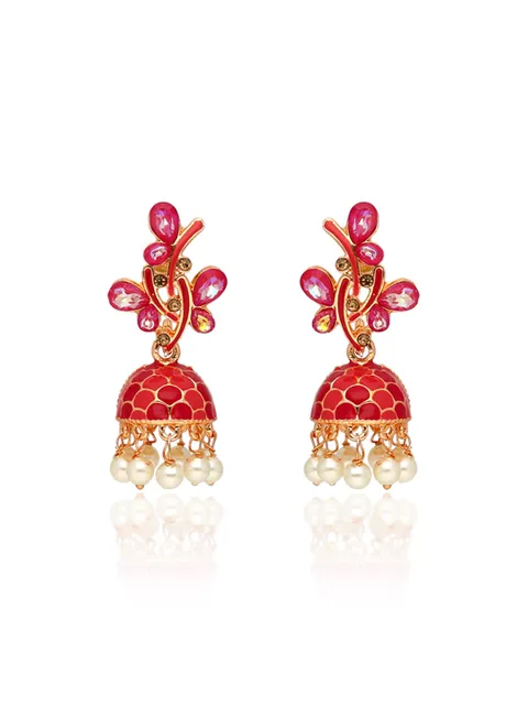 Meenakari Jhumka Earrings in Rose Gold finish - CNB39049