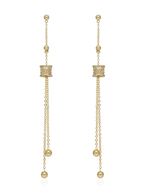 AD / CZ Long Earrings in Gold finish - CNB36583