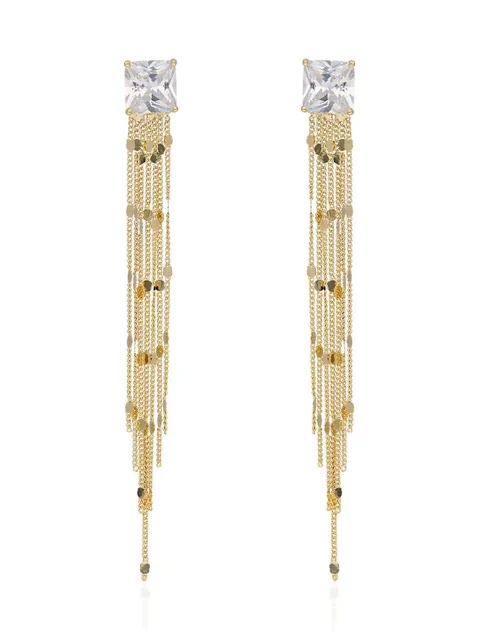 AD / CZ Long Earrings in Gold finish - CNB36585