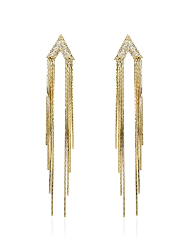 AD / CZ Long Earrings in Gold finish - CNB36591
