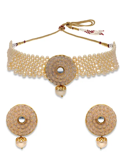 Meenakari Choker Necklace Set in Gold finish - PRT2549WH