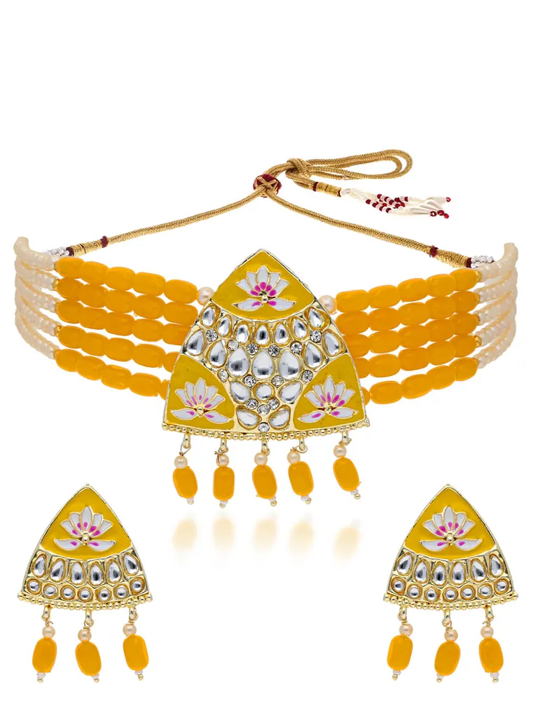 Kundan Choker Necklace Set in Gold finish - PRT2627YE