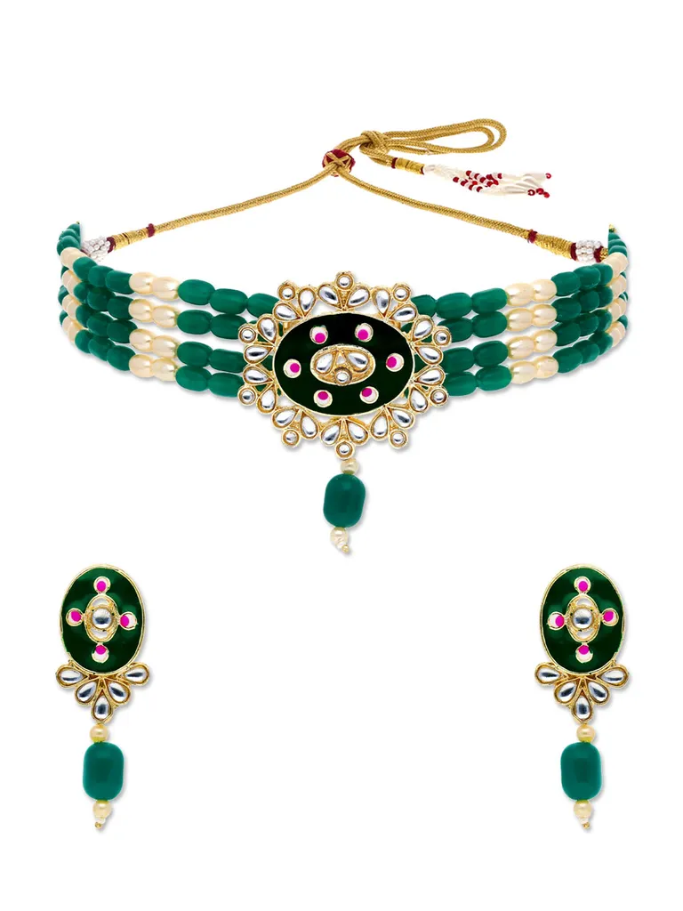 Kundan Choker Necklace Set in Gold finish - PRT2681GR