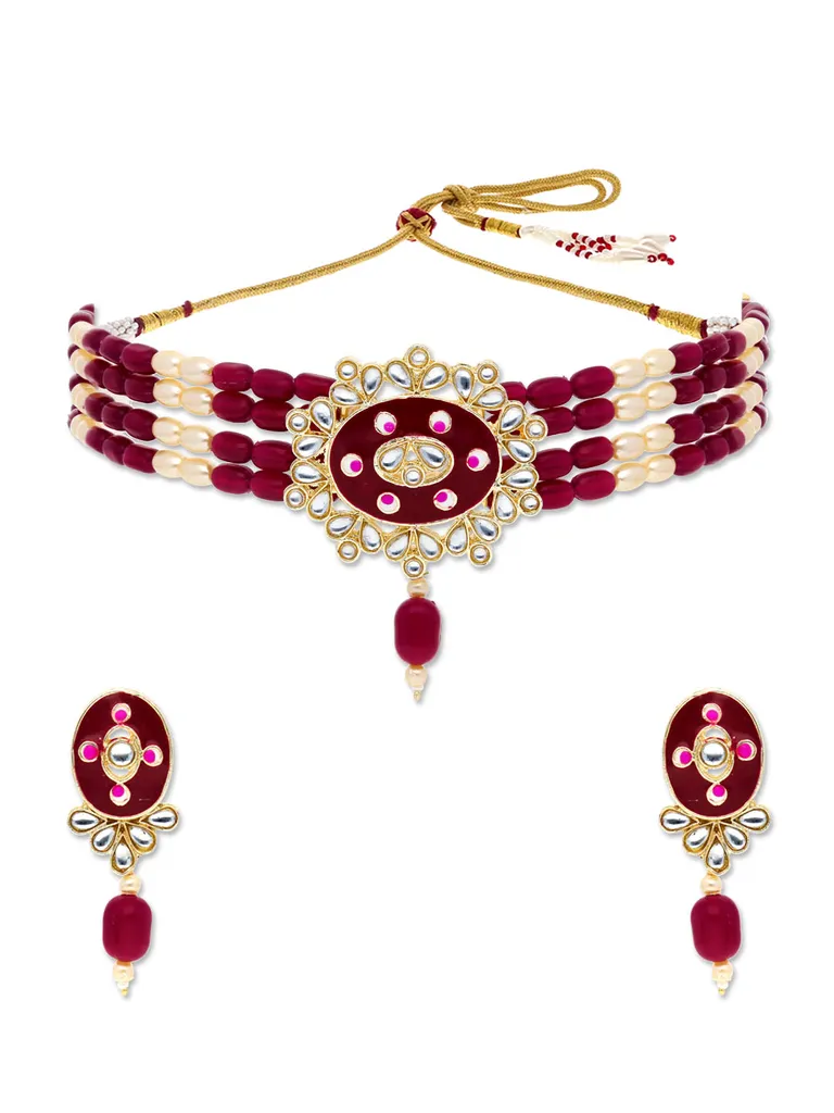 Kundan Choker Necklace Set in Gold finish - PRT2681MA