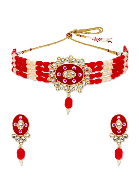 Kundan Choker Necklace Set in Gold finish - PRT2681RE