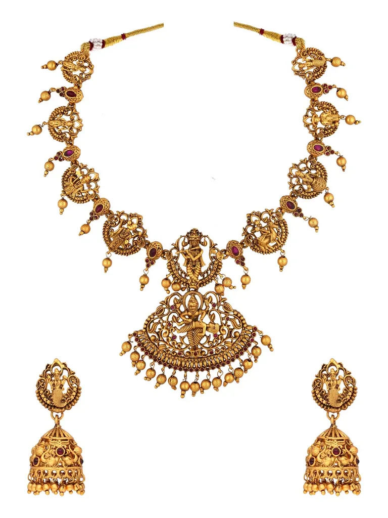 Temple Necklace Set in Gold finish - RNK133