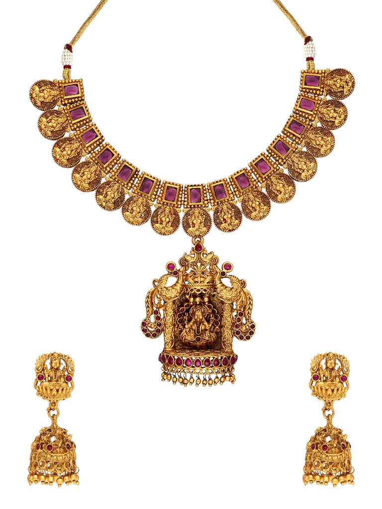Temple Necklace Set in Gold finish - RNK134