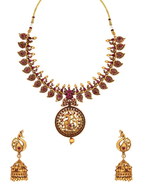 Antique Necklace Set in Gold finish - RNK135