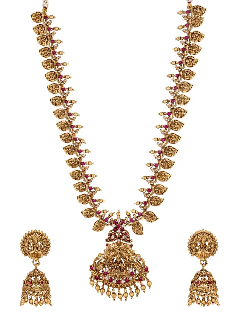 Temple Long Necklace Set in Rajwadi finish - RNK83