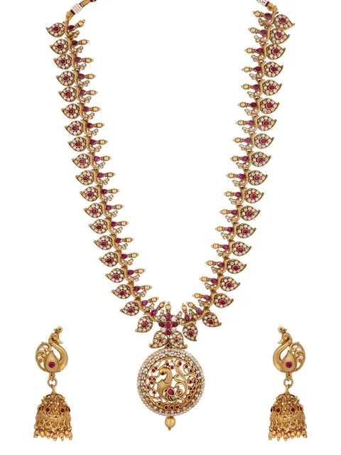Antique Long Necklace Set in Rajwadi finish - RNK85
