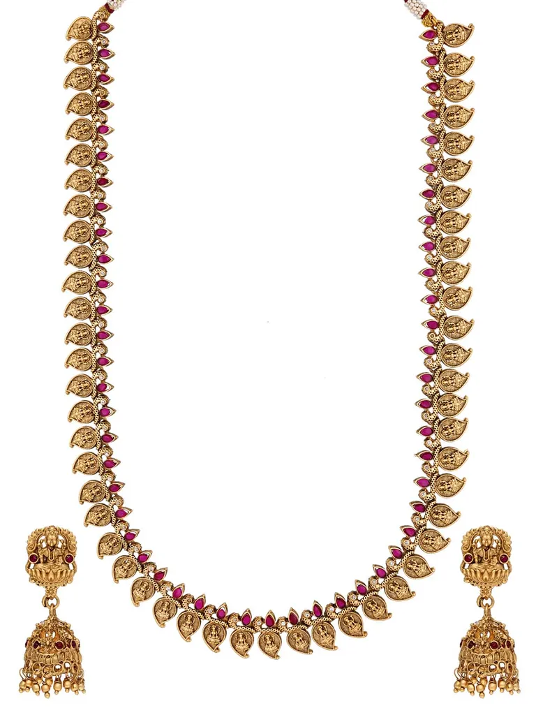 Temple Long Necklace Set in Rajwadi finish - RNK113