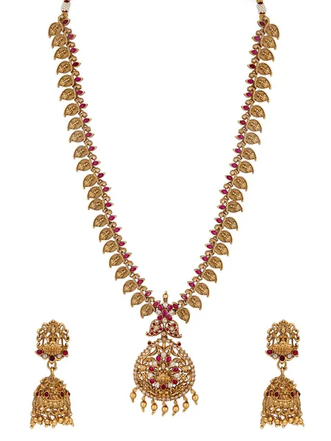 Temple Long Necklace Set in Rajwadi finish - RNK87
