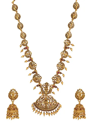 Temple Long Necklace Set in Gold finish - RNK122